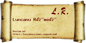 Luncanu Rómeó névjegykártya